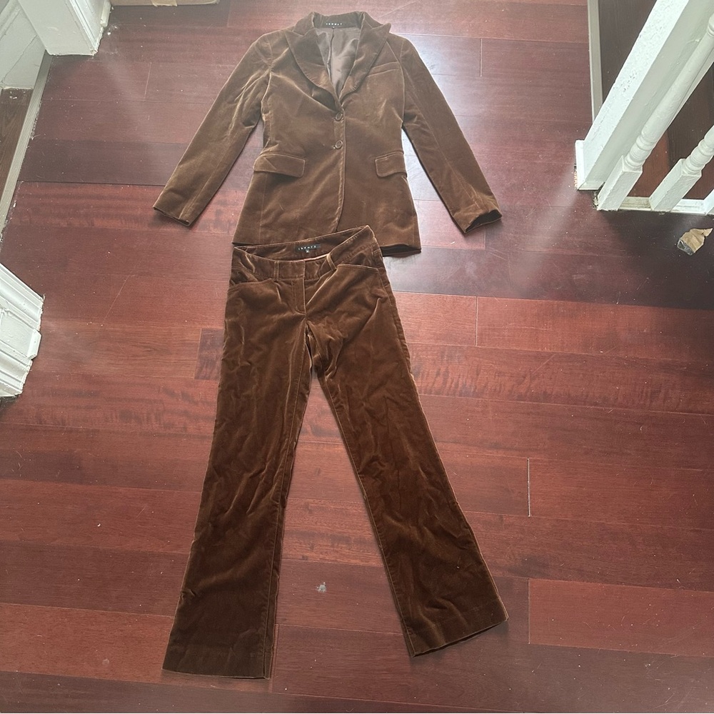 Vintage Theory 90s/Y2K Brown Velvet Pantsuit